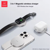 XUNDDD New Design Portable Ultra-thin 15W Fast Charger 3 in 1 Magnetic Wireless Charger With Type-C Cable